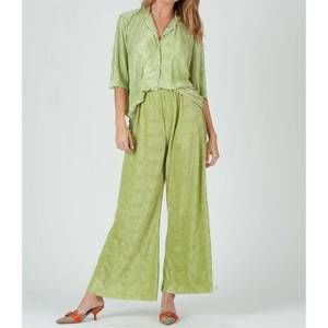 NEW LUCCA raleigh button down set top and pant in keylime